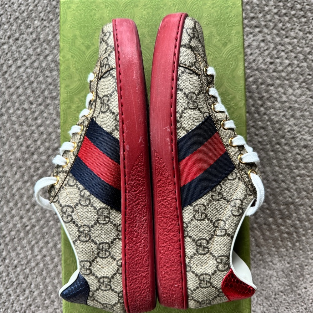 Gucci Monogram Sneakers with Red and Blue Accents - Picture 9 of 11